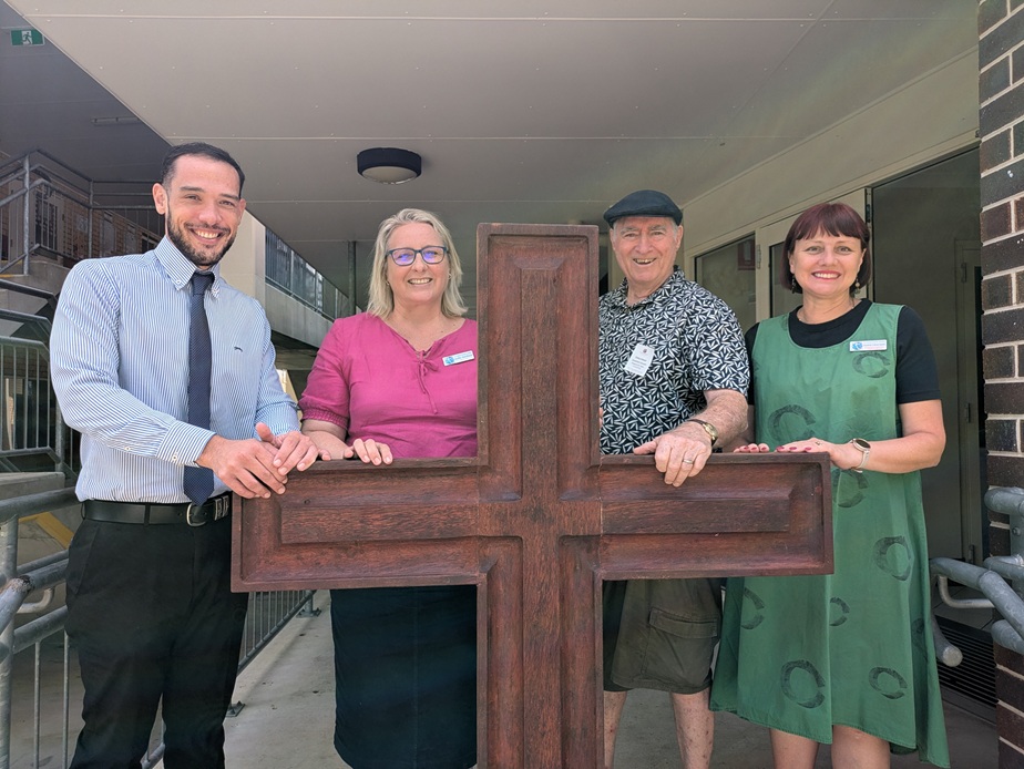 Staff with the handpainted timber cross